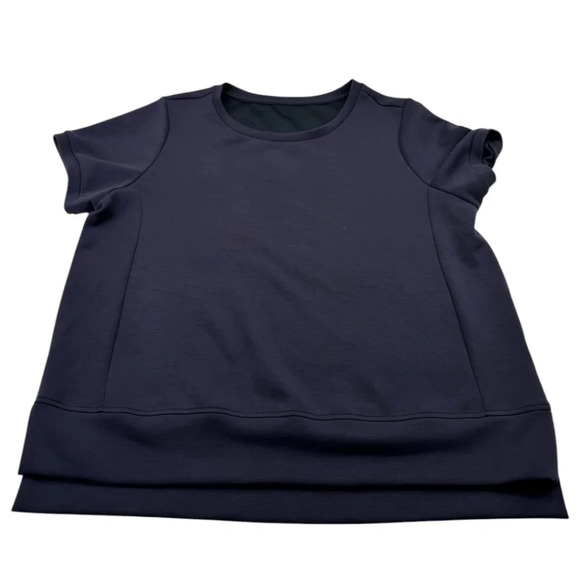 ZYIA Cool Charcoal Banded Georgette Short Sleeve Top - Picture 1 of 10